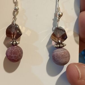 2/$12 Handmade Purple and Pink Beaded Earrings